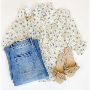 THESHIRT by Rochelle Behrens Ruffle Floral Top – Size S (NWT)